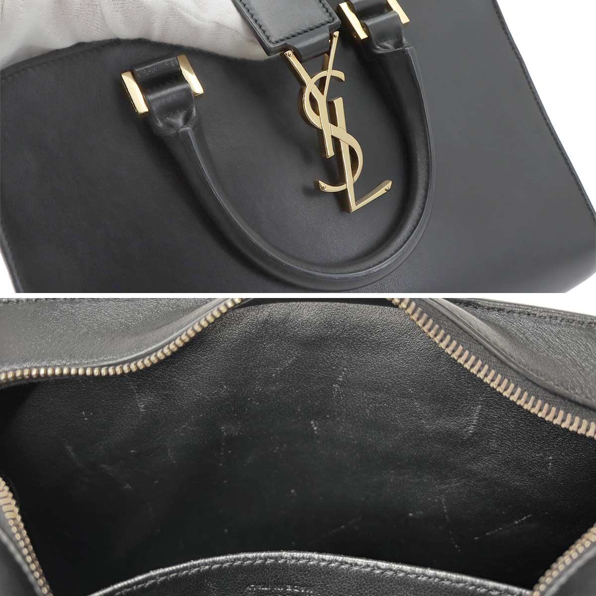 Saint Laurent Baby Cabas 2-Way Hand Shoulder Bag Leather Black — view 9