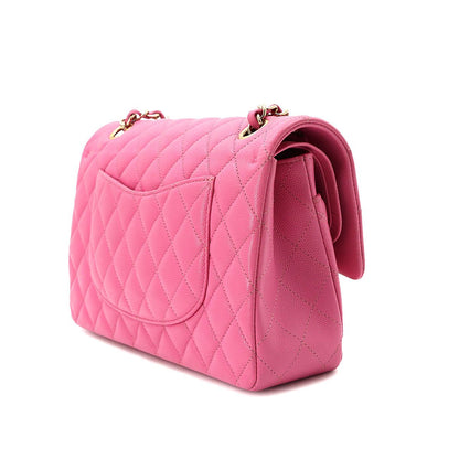 Chanel Quilted 25 Chain Shoulder Bag Caviar Leather Pink Gold CC Logo — view 4