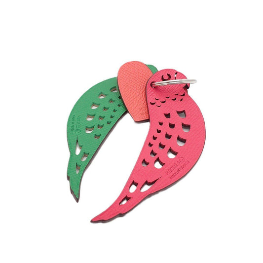 Hermes Petit Ash Key Sling Bag Charm Unseparable Parrot Heart Red Green Pink