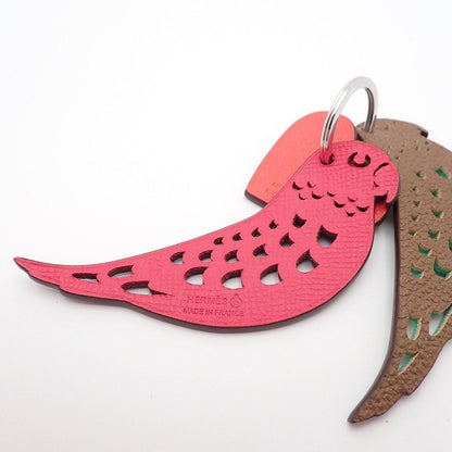 Hermes Petit Ash Key Sling Bag Charm Unseparable Parrot Heart Red Green Pink — view 3
