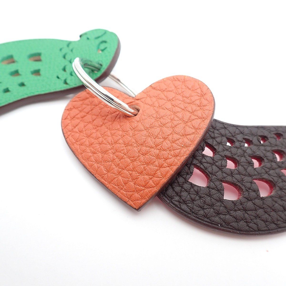 Hermes Petit Ash Key Sling Bag Charm Unseparable Parrot Heart Red Green Pink — view 7