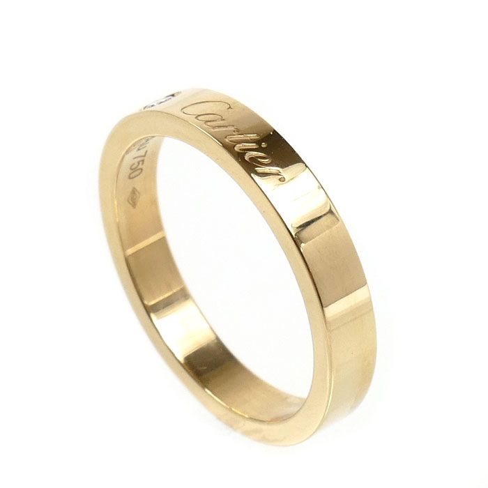 Cartier 18k Yellow Gold Engray Bud Diamond Ring — view 2