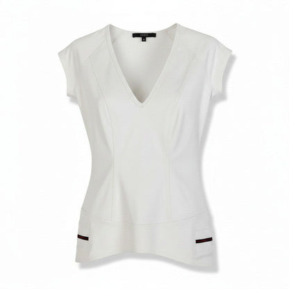 Gucci Stretch Neck Top Sherry Line GG Logo White