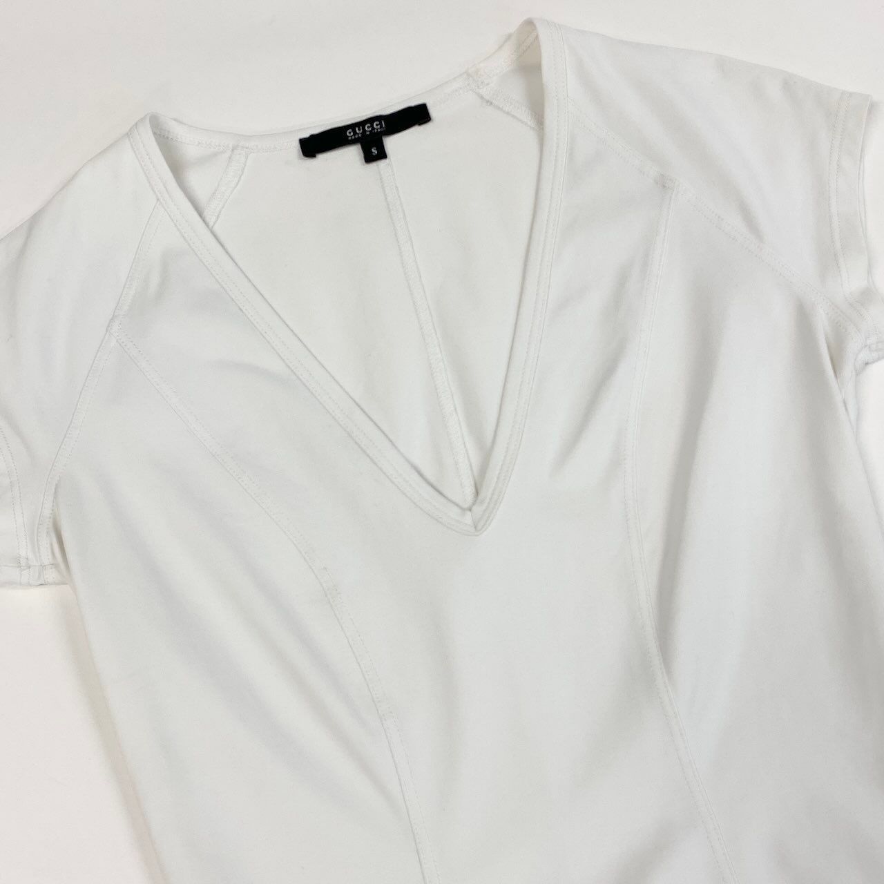 Gucci Stretch Neck Top Sherry Line GG Logo White — view 4