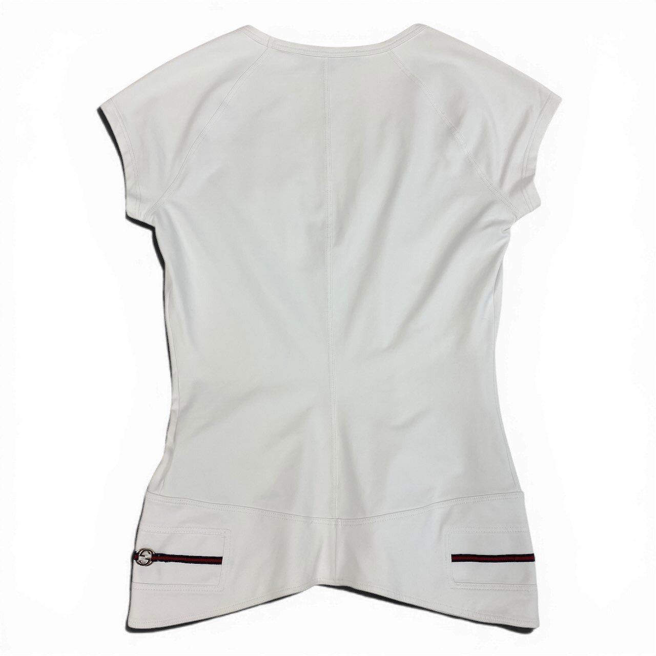 Gucci Stretch Neck Top Sherry Line GG Logo White — view 3