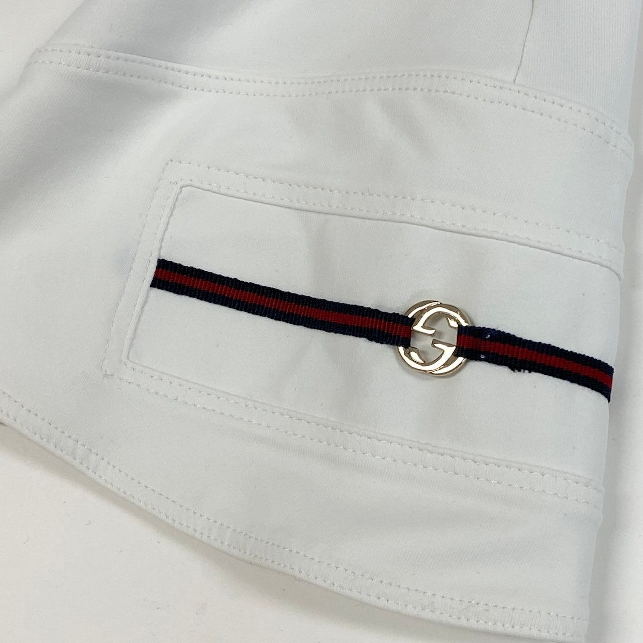 Gucci Stretch Neck Top Sherry Line GG Logo White — view 5