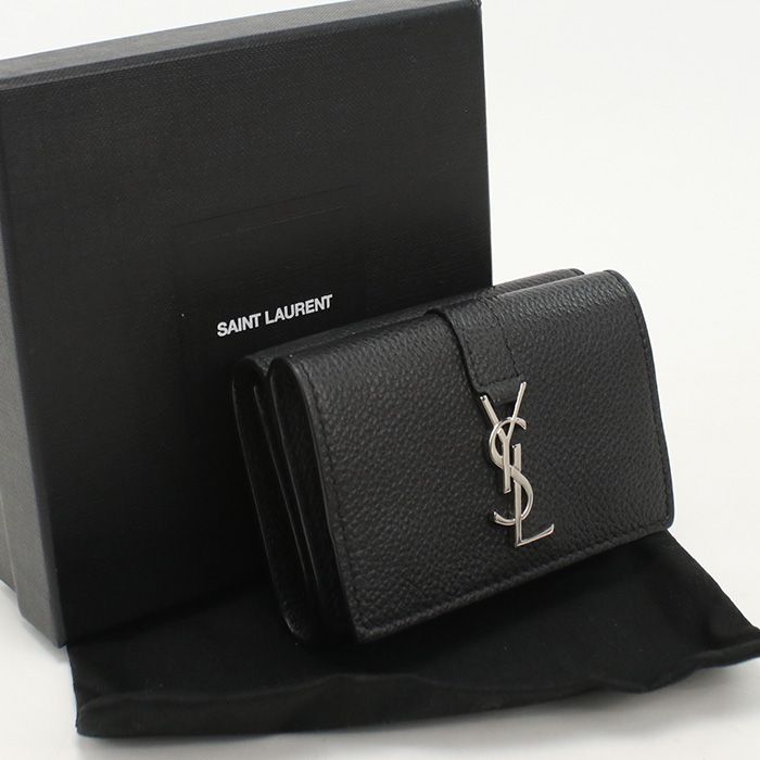 Saint Laurent Origami Tiny Wallet YSL Logo Trifold Calf