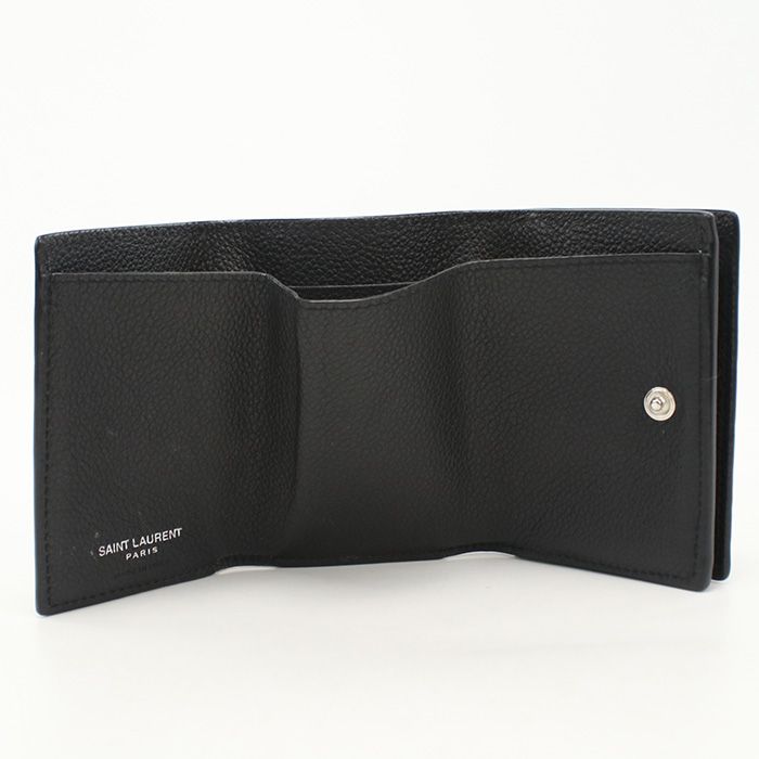 Saint Laurent Origami Tiny Wallet YSL Logo Trifold Calf — view 3