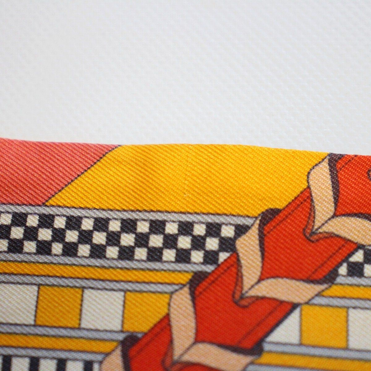 Hermes Twilly Bridle and Charm Silk 100% Orange Pawn Scarf — view 8