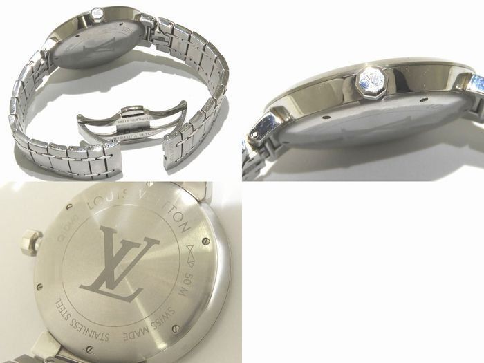 Louis Vuitton Quartz Watch Tambour Slim Eclipse Date Gray Dial SS Bracelet — view 2
