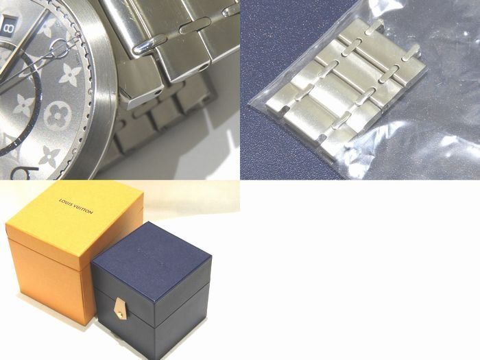 Louis Vuitton Quartz Watch Tambour Slim Eclipse Date Gray Dial SS Bracelet — view 4