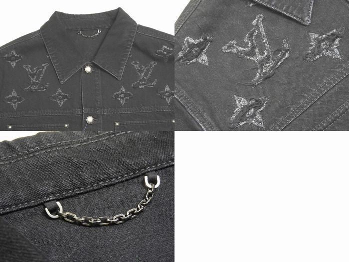 Louis Vuitton New Monogram Destroy Denim Trucker Jacket 52 Black — view 3