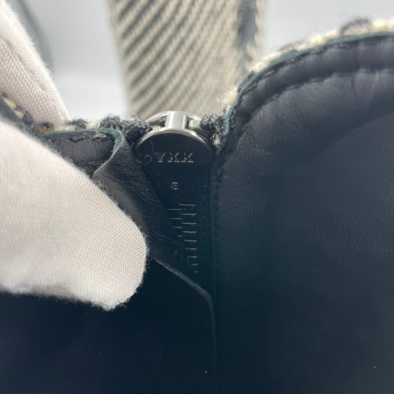 Chanel Boots CC Logo Black White Shoes Tweed Leather — view 7