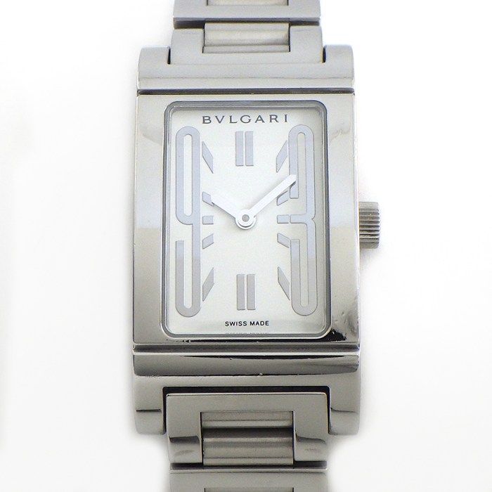 Bvlgari Watch Rettangolo Rectangular White Dial SS Quartz Analog