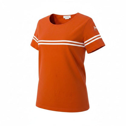 Celine Crew Beck Top Short Sleeve T-Shirt Border Logo Embroidery Stretch