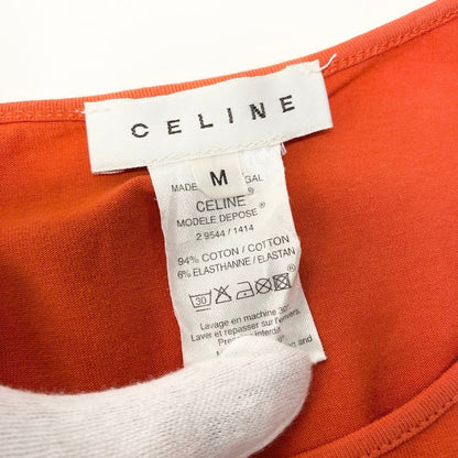 Celine Crew Beck Top Short Sleeve T-Shirt Border Logo Embroidery Stretch — view 8