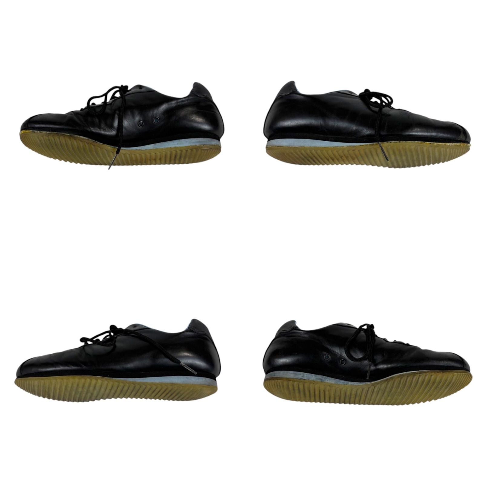 Chanel CC Logo Leather Low Cut Sneakers Black Light Blue — view 6