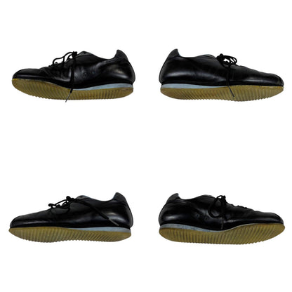 Chanel CC Logo Leather Low Cut Sneakers Black Light Blue — view 6