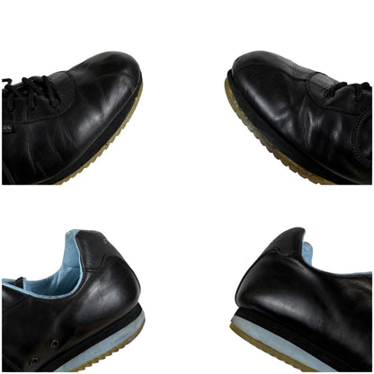 Chanel CC Logo Leather Low Cut Sneakers Black Light Blue — view 8