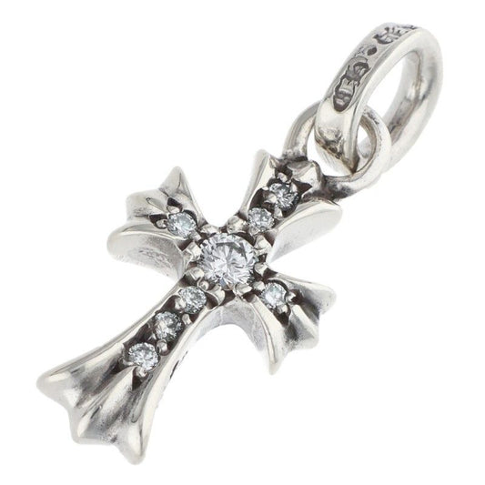 Chrome Hearts Crs Baby Fat Dmnd Fat Pave Diamond Charm Silver Necklace Top