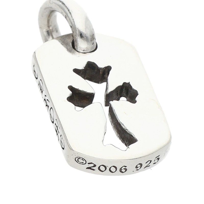 Chrome Hearts DT Tny CO Crs Tiny Cutout Cross Dog Tag Charm Silver Necklace Top — view 4