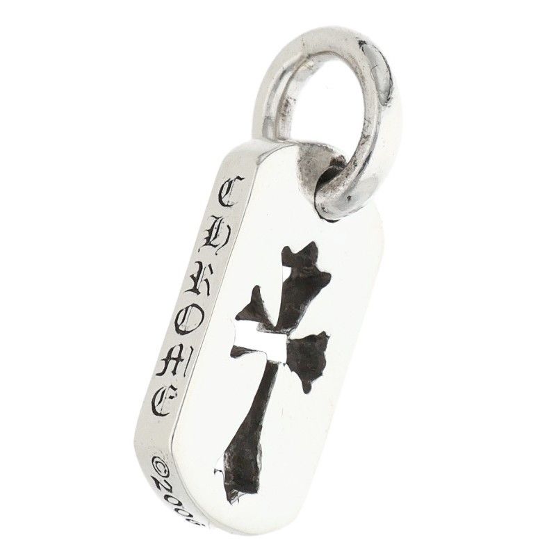 Chrome Hearts DT Tny CO Crs Tiny Cutout Cross Dog Tag Charm Silver Necklace Top — view 3