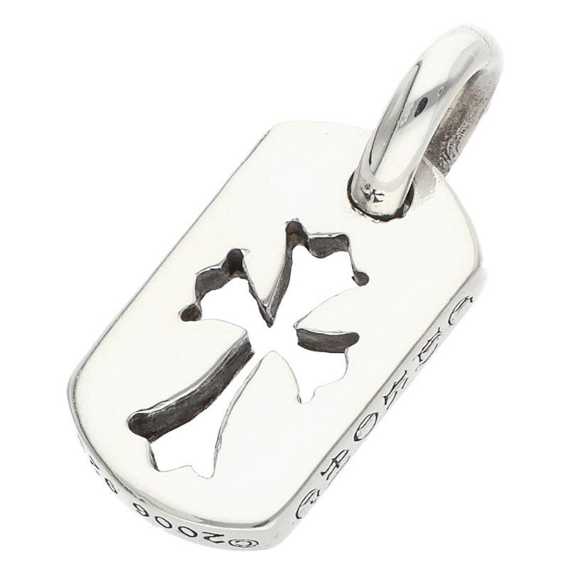 Chrome Hearts DT Tny CO Crs Tiny Cutout Cross Dog Tag Charm Silver Necklace Top — view 2