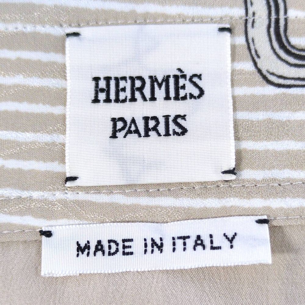 Hermes Silk Scarf Pattern Skirt 38 Beige — view 4