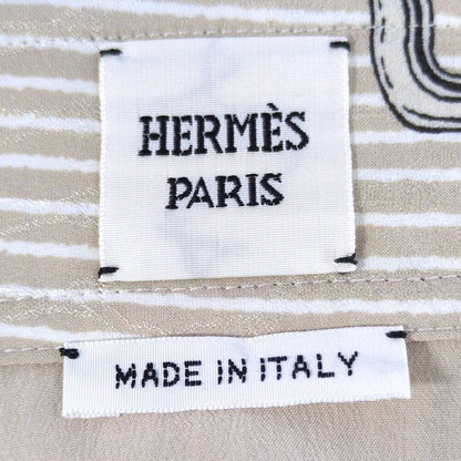 Hermes Silk Scarf Pattern Skirt 38 Beige — view 4