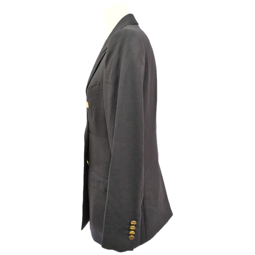Celine Era Double Breasted Buleather Jacket 38 Navy Gold Button O-luci-dung — view 2