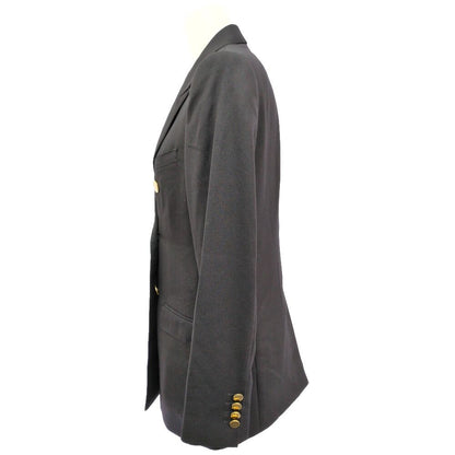 Celine Era Double Breasted Buleather Jacket 38 Navy Gold Button O-luci-dung — view 2
