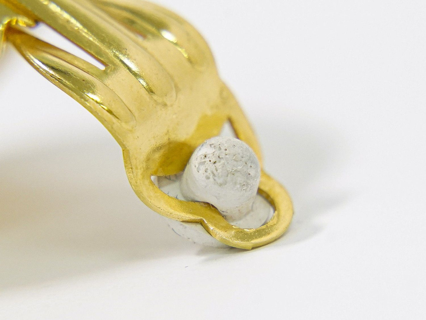 Chanel CC Logo Faux Pearl Earrings Gold Plated White — view 6