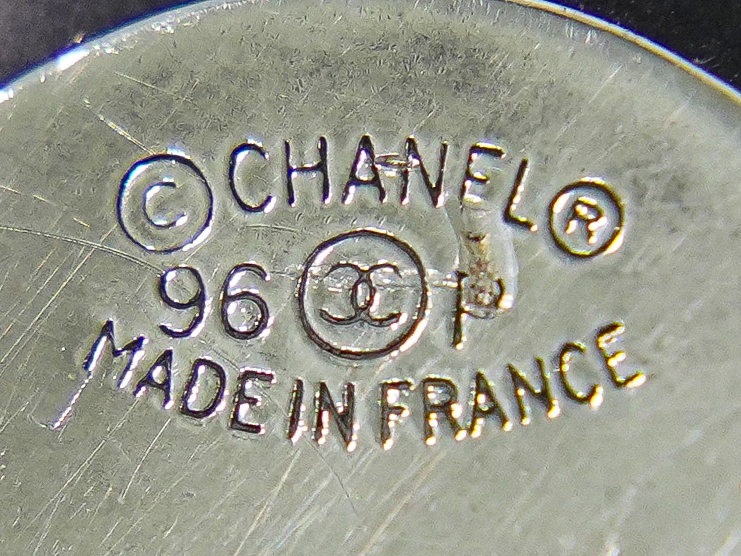 Chanel CC Logo Rhinestone Earrings Plastic Metal Silver Black — view 9