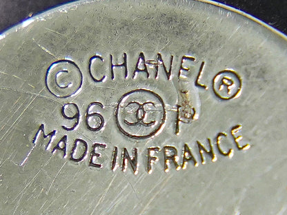 Chanel CC Logo Rhinestone Earrings Plastic Metal Silver Black — view 9