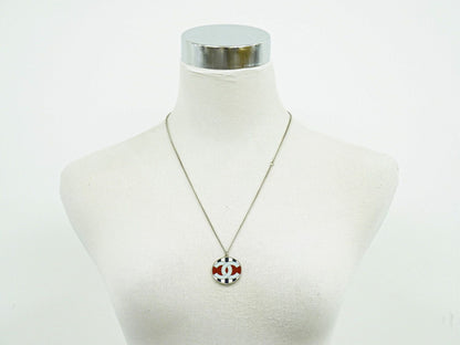 Chanel Air Line CC Logo Stripe Necklace Pendant Metal Silver Multicolor — view 8