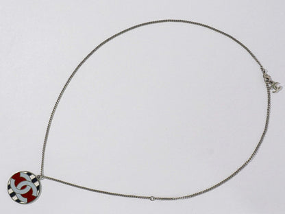 Chanel Air Line CC Logo Stripe Necklace Pendant Metal Silver Multicolor — view 2