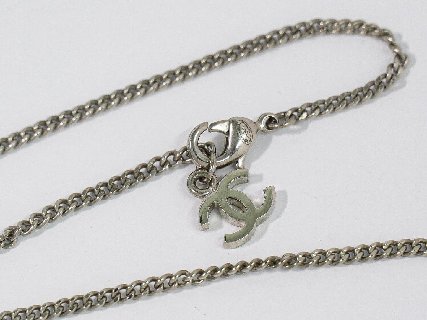 Chanel Air Line CC Logo Stripe Necklace Pendant Metal Silver Multicolor — view 3