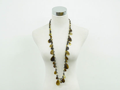 Hermes Buffalo Horn Long Necklace Pendant Brown — view 7