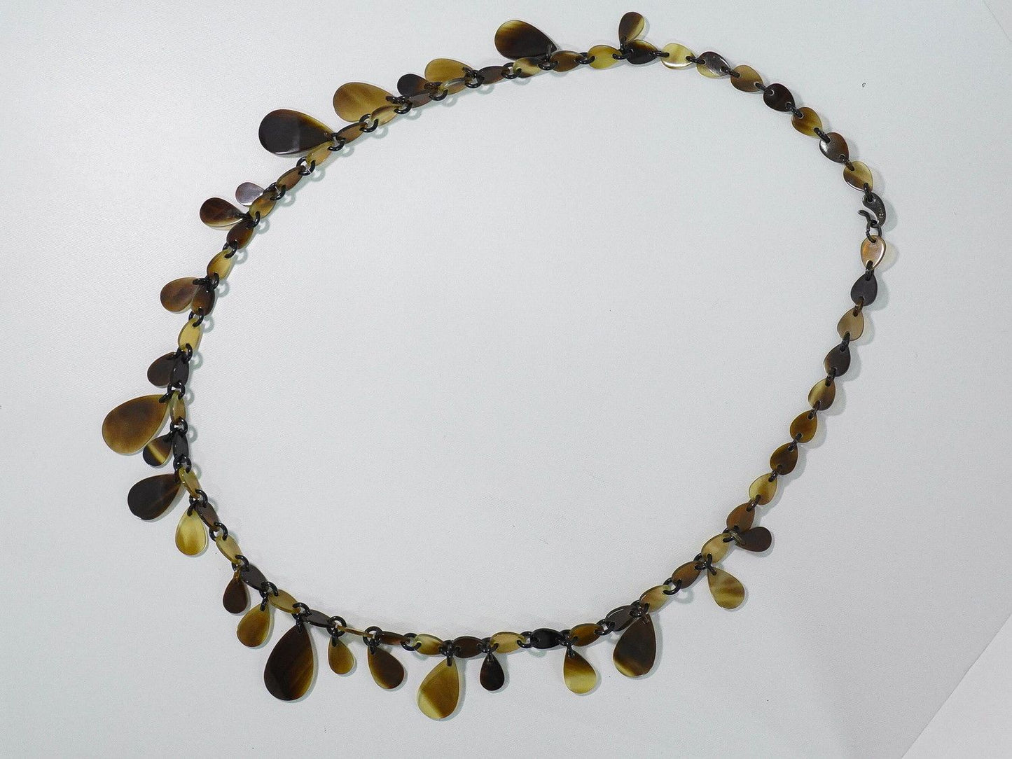 Hermes Buffalo Horn Long Necklace Pendant Brown — view 2