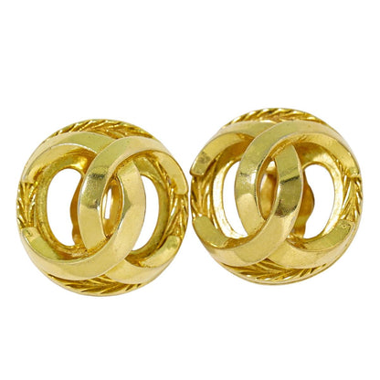 Chanel CC Logo Earrings Gold Plated