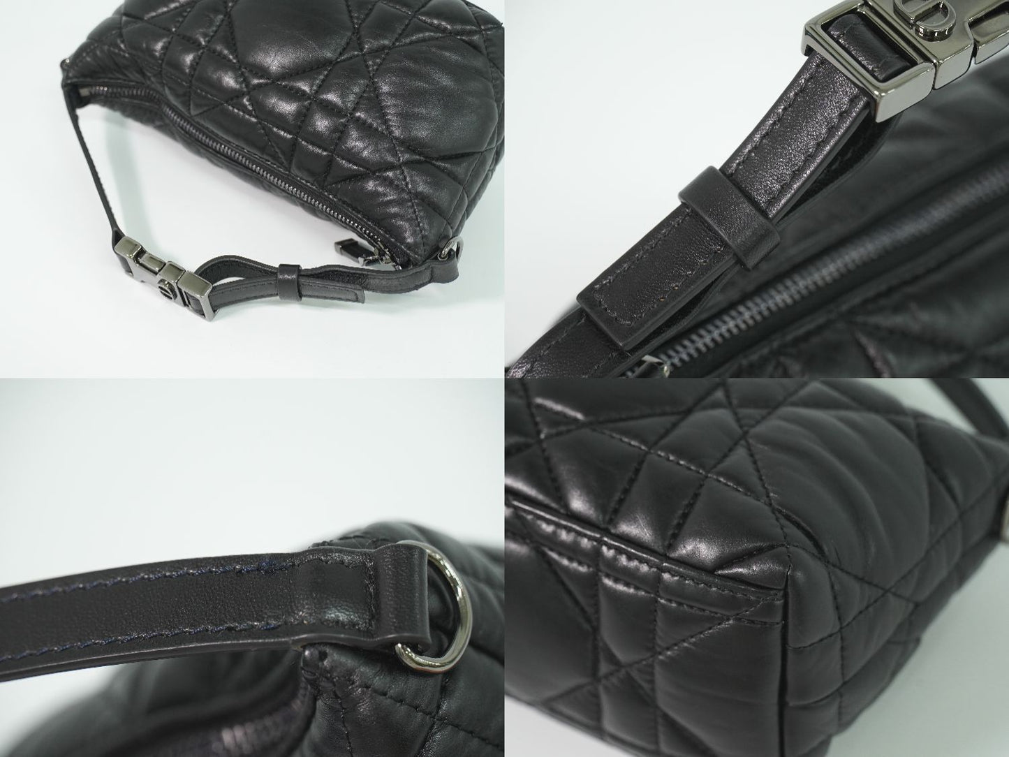 Dior Travel Nomad Pouch Cannage Handbag Leather Black — view 6