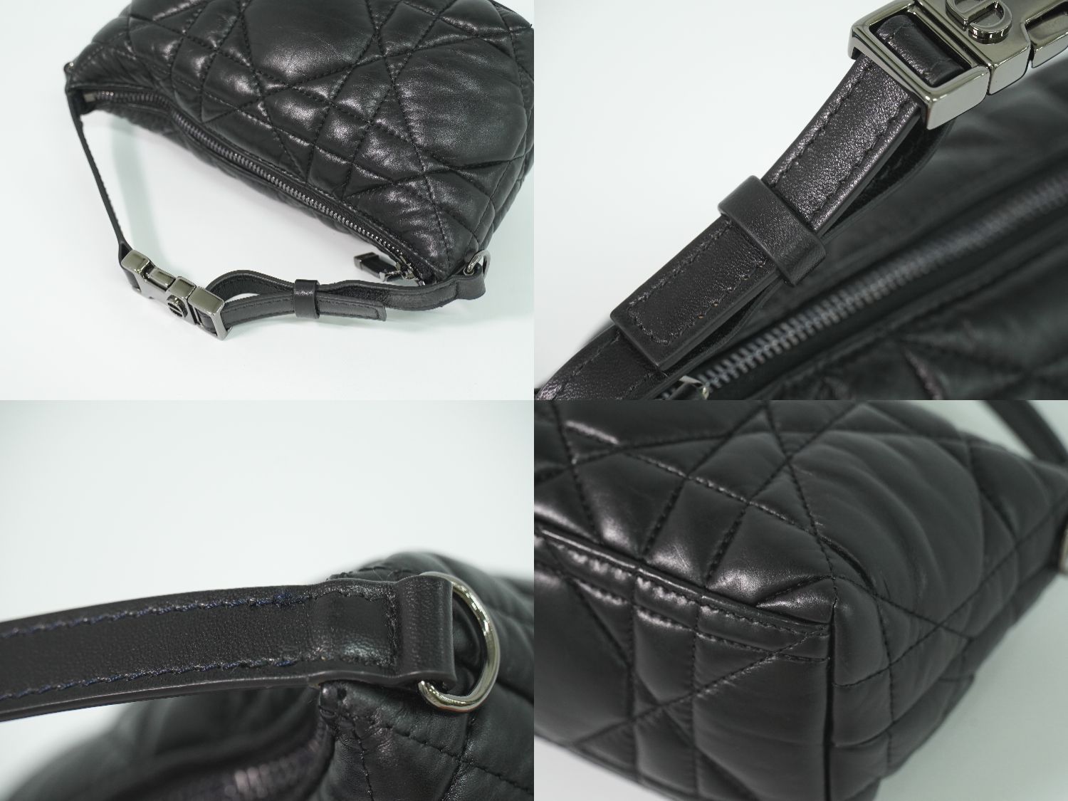 Dior Travel Nomad Pouch Cannage Handbag Leather Black — view 6