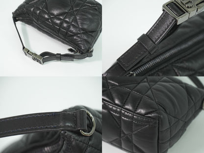 Dior Travel Nomad Pouch Cannage Handbag Leather Black — view 6