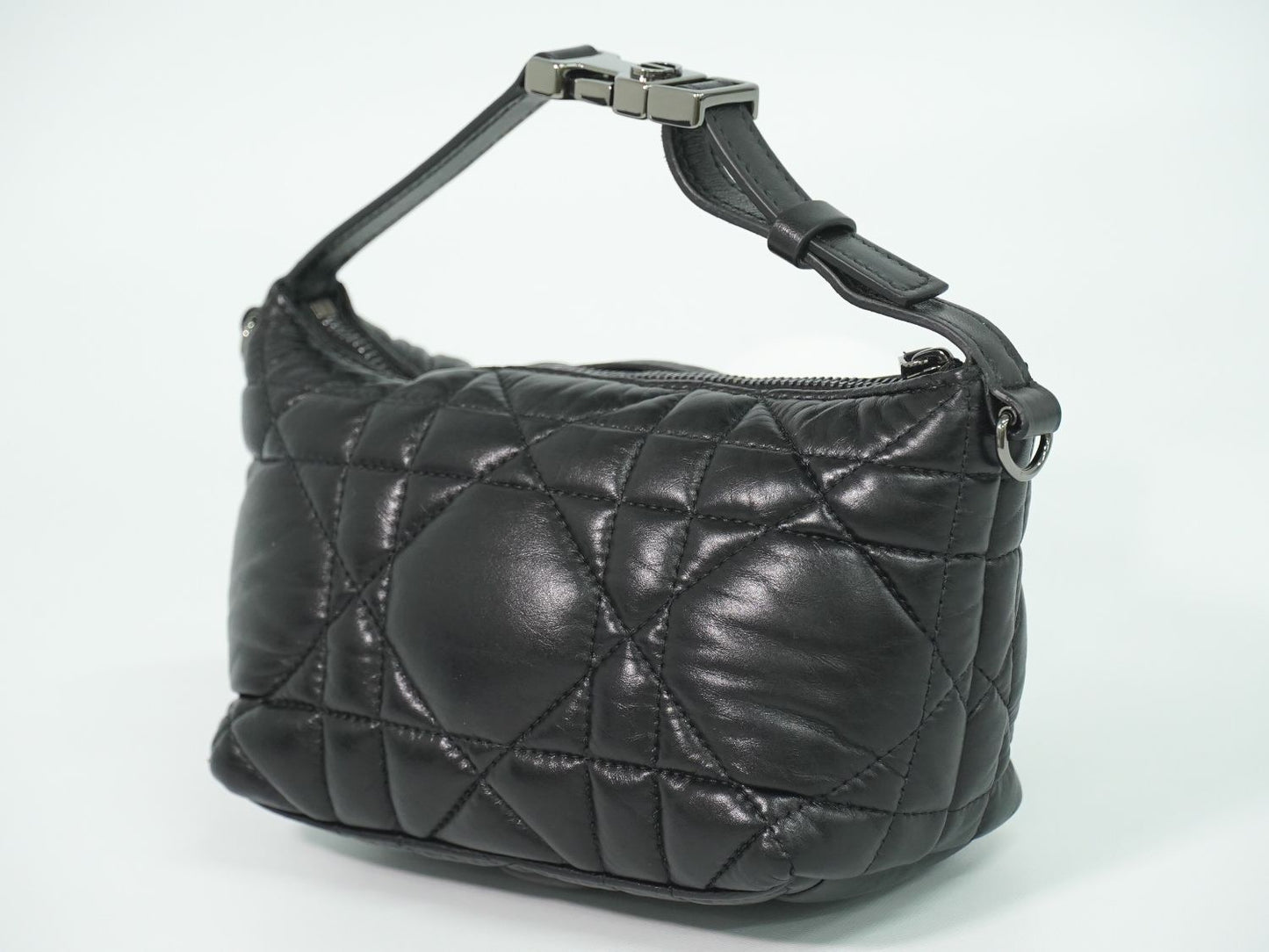 Dior Travel Nomad Pouch Cannage Handbag Leather Black — view 2