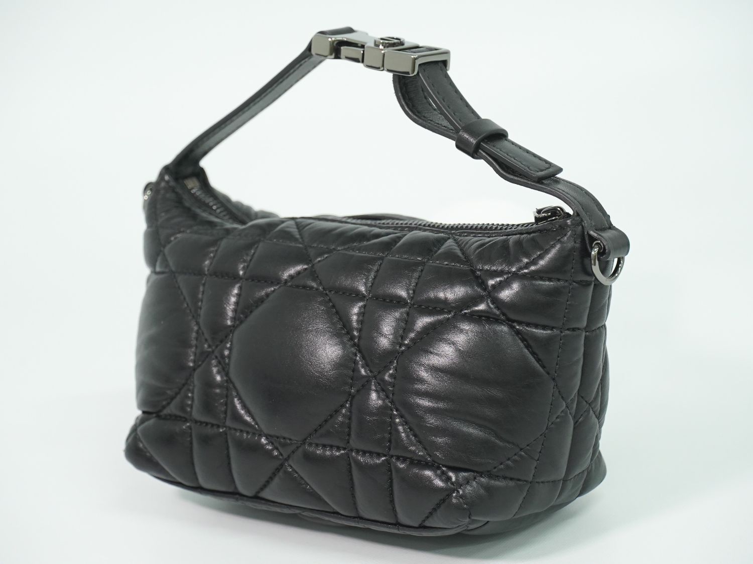 Dior Travel Nomad Pouch Cannage Handbag Leather Black — view 2
