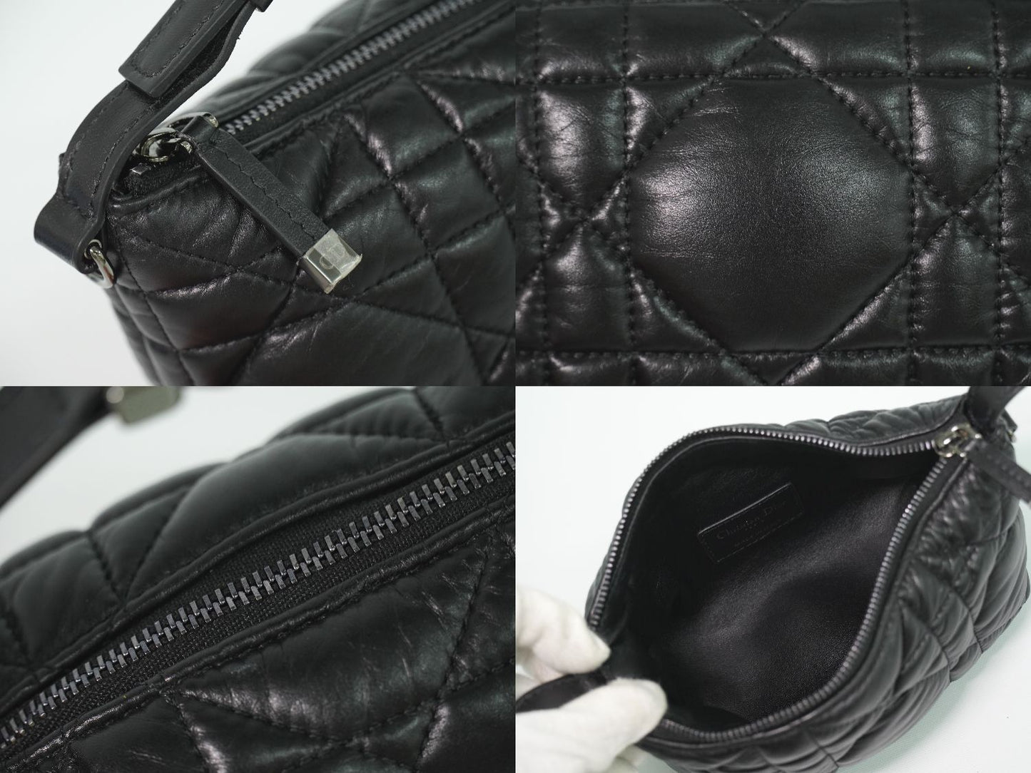 Dior Travel Nomad Pouch Cannage Handbag Leather Black — view 7