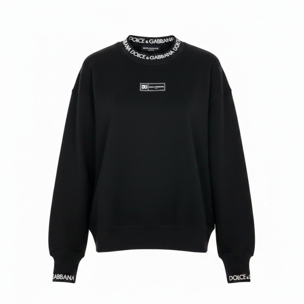 Dolce & Gabbana List Price & Logo Crew Neck Icon Sweatshirt XS Black D&G