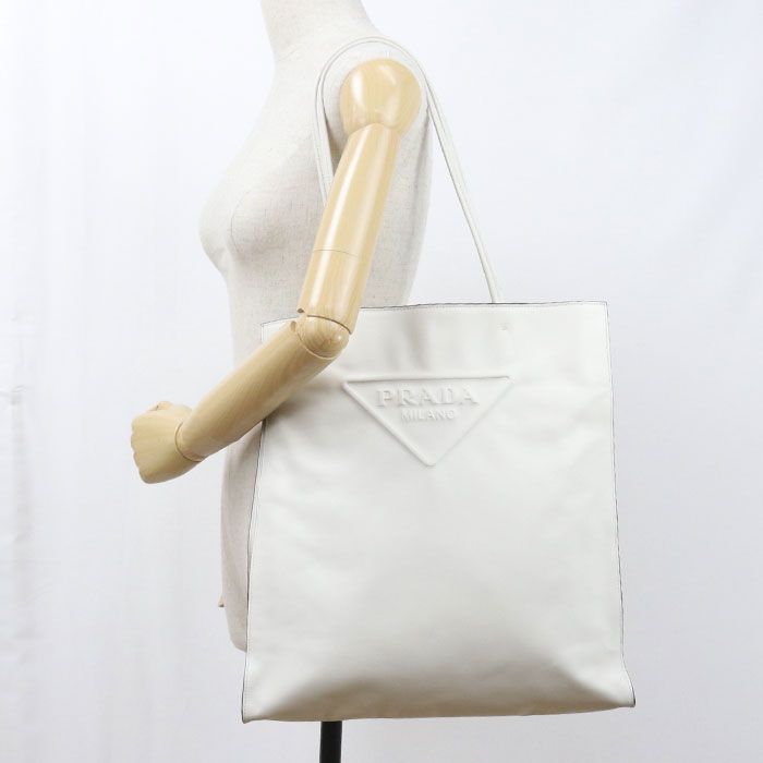 Prada Triangle Logo Tote Leather — view 8
