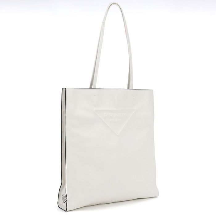 Prada Triangle Logo Tote Leather
