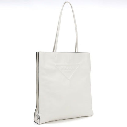 Prada Triangle Logo Tote Leather